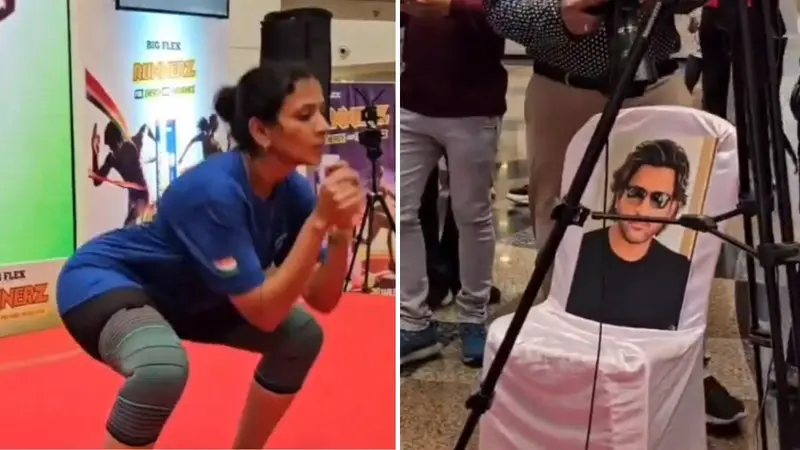  Ashwini Monde makes World Record of 11806 squats in 8 hrs PHOTO OF MS DHONI in front for motivation