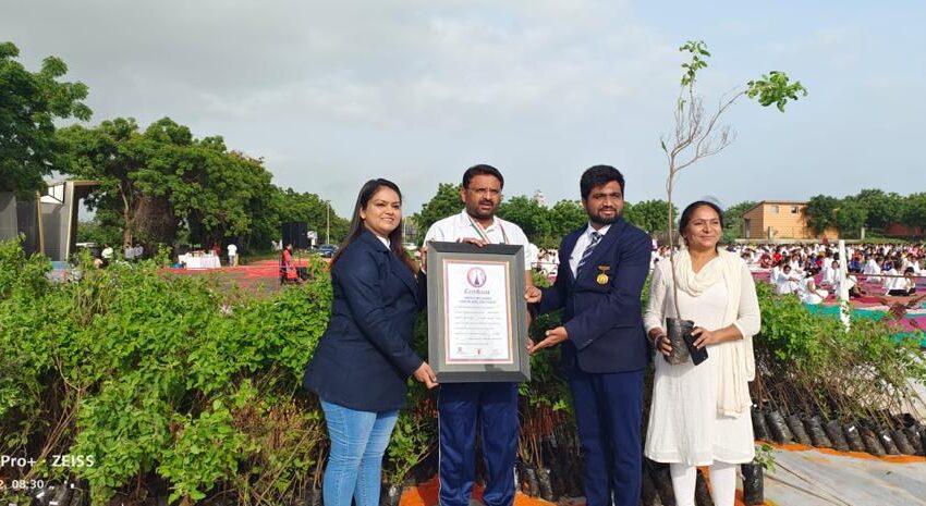  “World’s Largest BJP Kamal Logo Created Using Tulsi Plants Sets Record in Kutch”