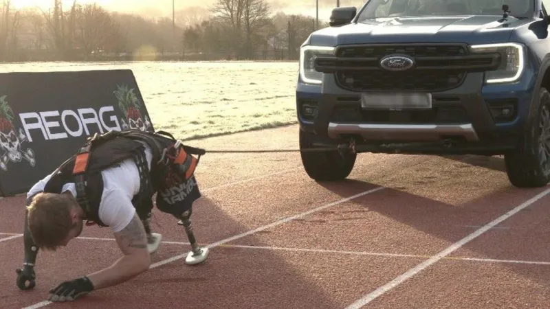  Triple Amputee Mark Ormrod Aims for World Record by Pulling 2.5-Tonne Truck