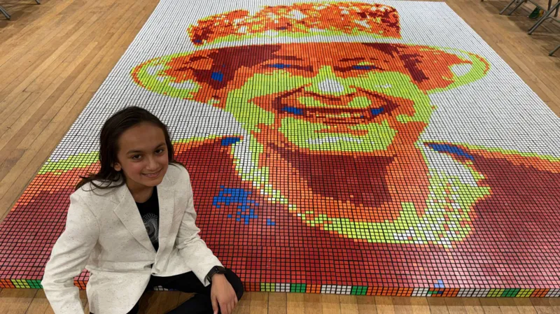  11-Year-Old Sets World Record with Rubik’s Cube Portrait of Queen Elizabeth II