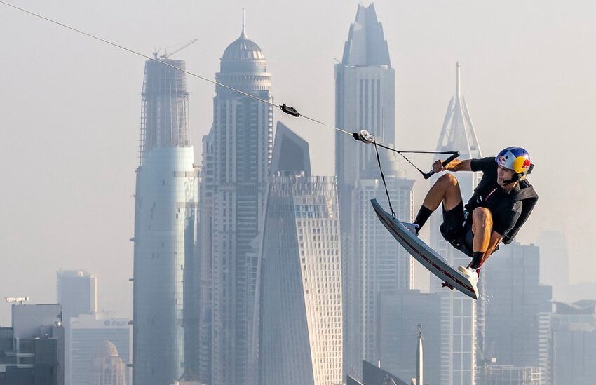 Brian Grubb Makes History with World-First Drone Wakeskate–Base Jump Combo in Dubai