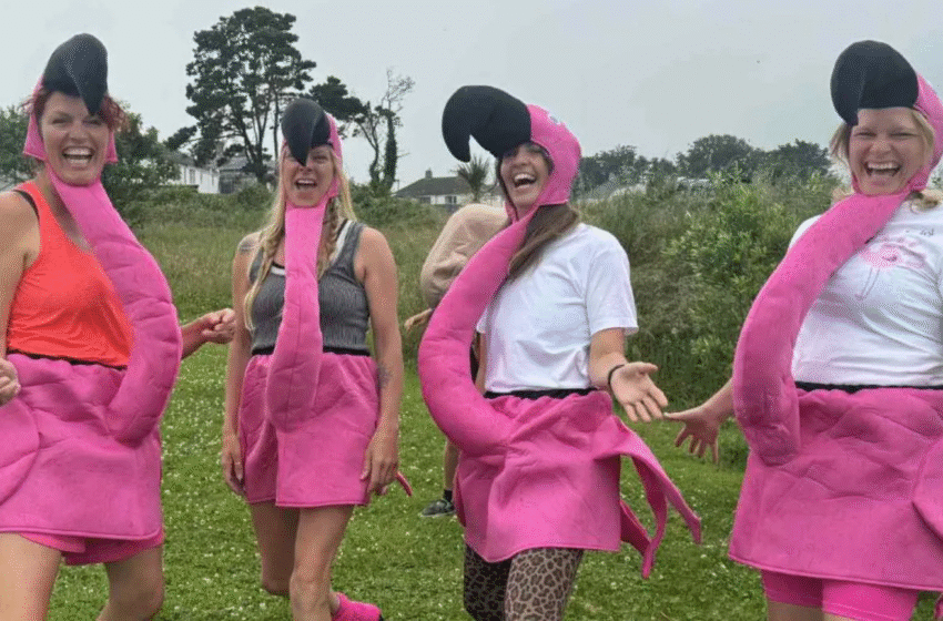  Flamingo Flock Takes on Cornwall Coast for Breast Cancer Awareness and World Record Attempt