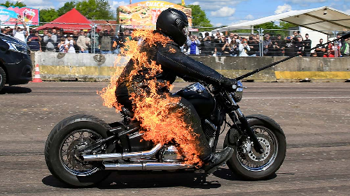  French Firefighter Sets Daring World Record by Riding Motorcycle While on Fire