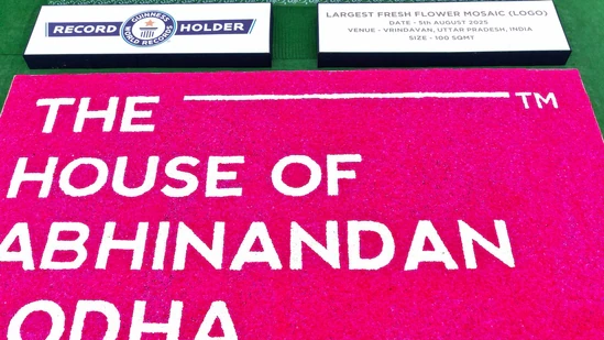  “House of Abhinandan Lodha Sets Guinness World Record with Giant Floral Logo in Vrindavan”