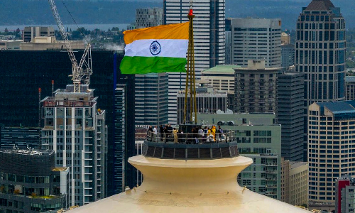  Indian Tricolor Hoisted at USA’s Space Needle on 79th Independence Day