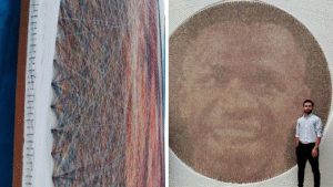 Iraqi Dentist Creates World’s Largest Pin and Thread Art Featuring Football Star Vinicius Jr.