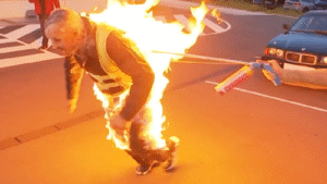 “Blazing Glory: Stuntman Pulls Car While on Fire to Set World Record”