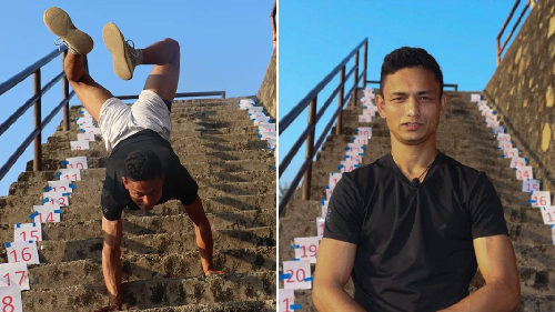  Nepalese Hand-Walking Master Breaks Records with Gravity-Defying Skills