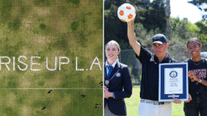 Los Angeles Sets World Record with 1,461 Soccer Balls Spelling “Rise Up L.A.”