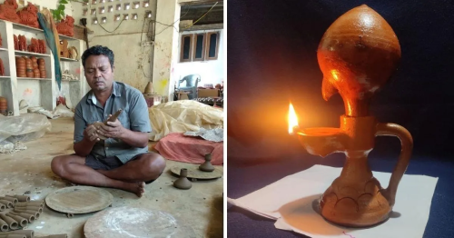  At 62, Indian Potter Creates a Diya That Glows All Night and Beyond