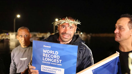Greek Paralympian Breaks World Record with Longest Continuous Open Sea Swim