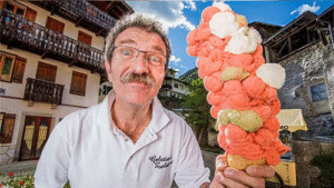 Italian Man Balances 121 Scoops to Set New Ice Cream World Record