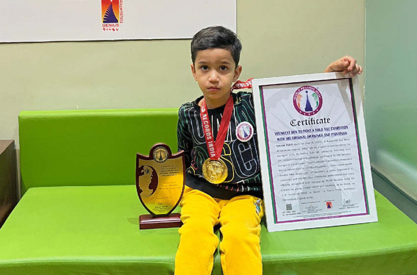  4-Year-Old Aavyan Patel Sets World Record with Solo Art Exhibition in Ahmedabad