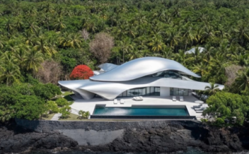  Futuristic Cliffside Mansion Blends Surreal Architecture with Untamed Nature