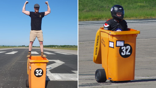  Crafty Inventor Builds World’s Fastest Wheelie Bin Capable of Reaching 79 mph