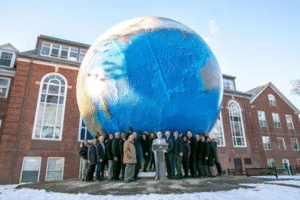 World’s Largest Outdoor Rotating Globe Spins