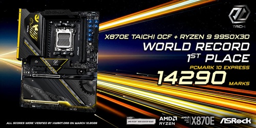  ASRock X870E Taichi OCF Breaks PCMark 10 Express World Record with Ryzen 9 9950X3D
