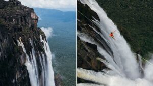 Daring Adventurers Break Slackline Record with Walk Across World’s Tallest Waterfall