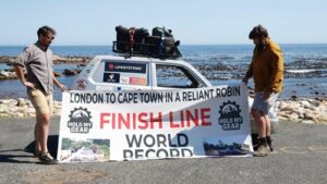 Seth and Oliver Break World Record Driving Three-Wheeled Car from England to Cape Town
