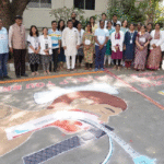 Historic Achievement: 1,500 Students Create Record with Medical-Themed Rangoli Designs
