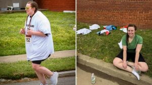 US Woman Runs Half Marathon in 55 Shirts to Set Record and Mark Weight Loss Journey